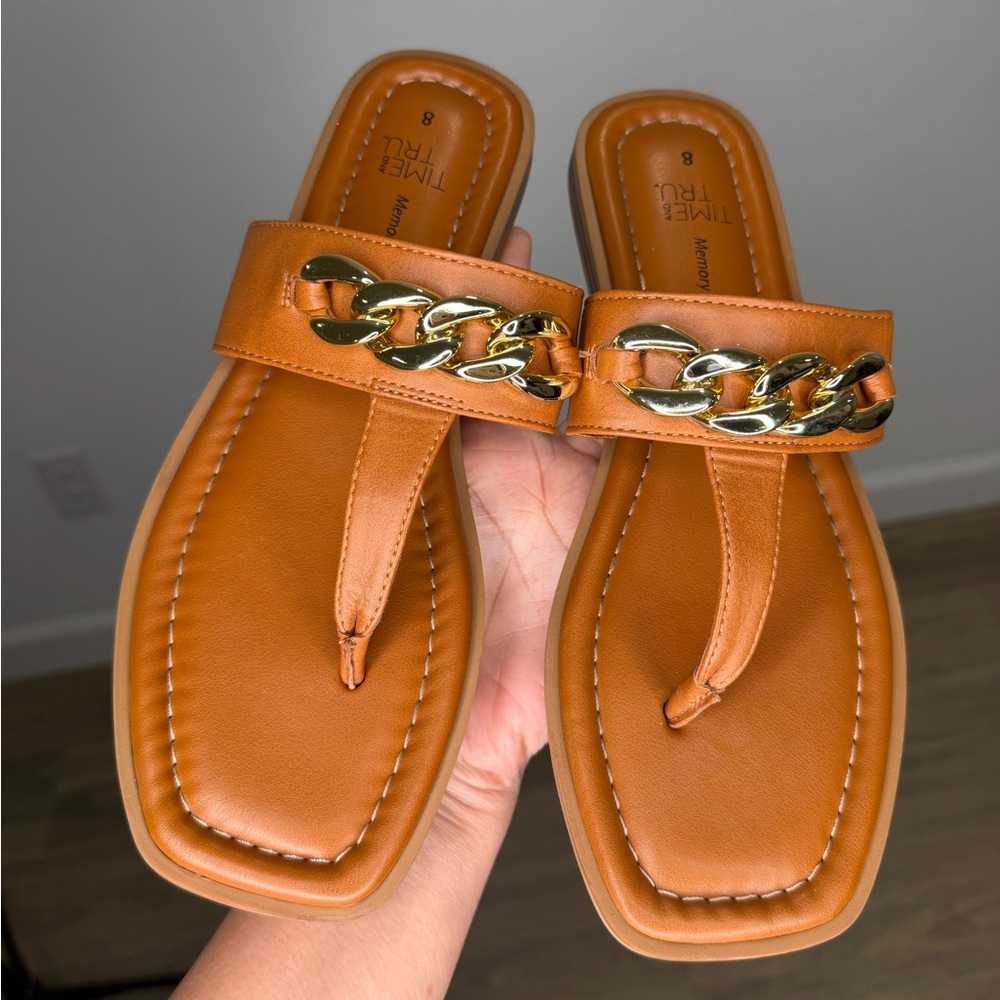 Time and Tru Brown Chain Sandals - Picture 2 of 10